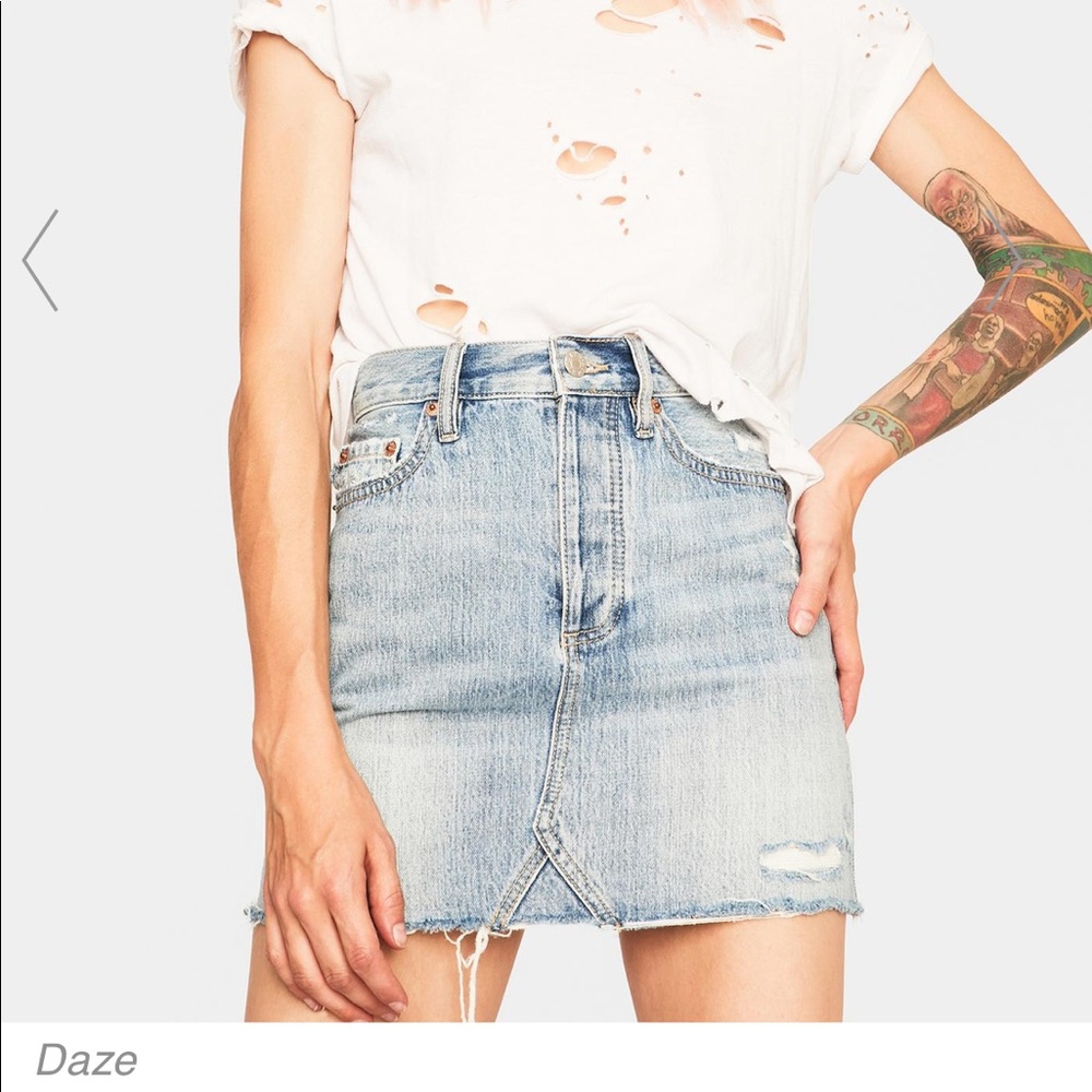Dollskill Daze high waisted denim mini skirt